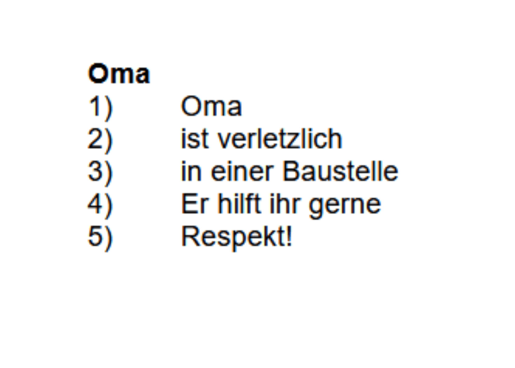 Elfchen-Gedicht über Respekt